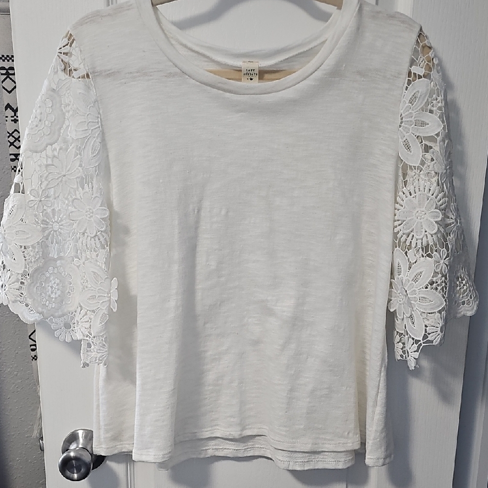 Elegant Cream Lace Sleeve Blouse
